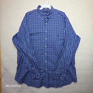 Ralph Lauren Blue Plaid Button Down Shirt Mens 3XLT Tall Long Sleeve
